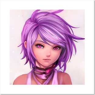 Purple Hair Anime Girl Posters and Art